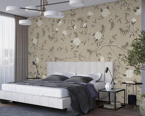 Cream Floral Wallpaper Mural A10217700 for bedroom