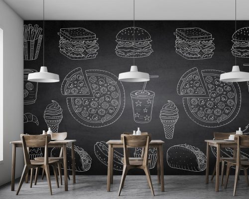 Fast Food and Ice Cream in Black Wallpaper Mural A10218500 for fast food