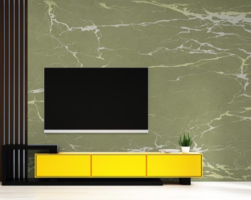 Green Gray Marble Stone Wallpaper Mural A10223500 behind TV