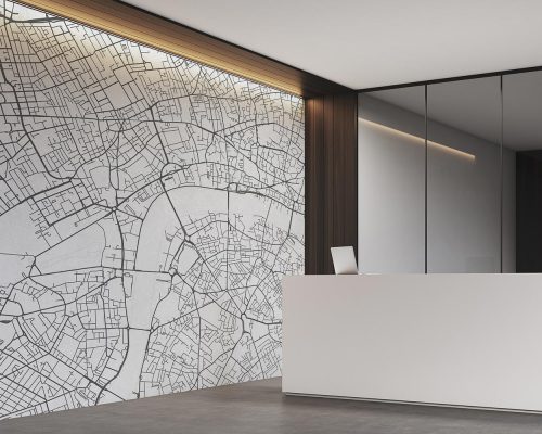 White Aerial City Map Wallpaper Mural A10230800 for office