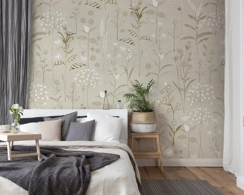 Cream Floral Wallpaper Mural A10240100 for bedroom