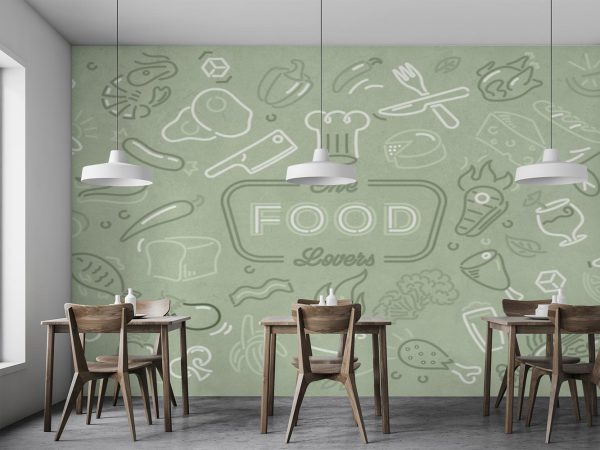 Green Gray Restaurant Food Wallpaper Mural A10240500 for fast food