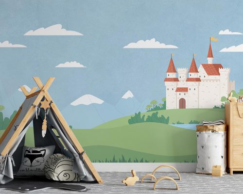 Cartoon Medieval Castle in Nature Wallpaper Mural A10255000 for kids room