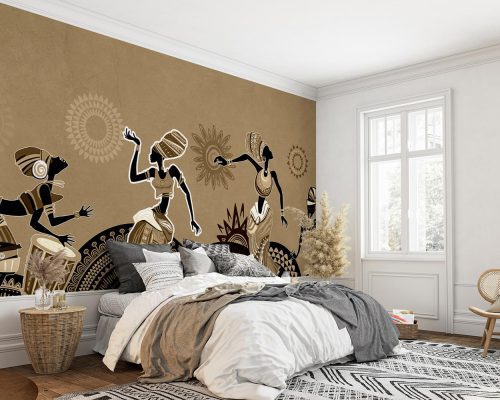 African Women in Traditional Cream Theme Wallpaper Mural A10266300 for bedroom
