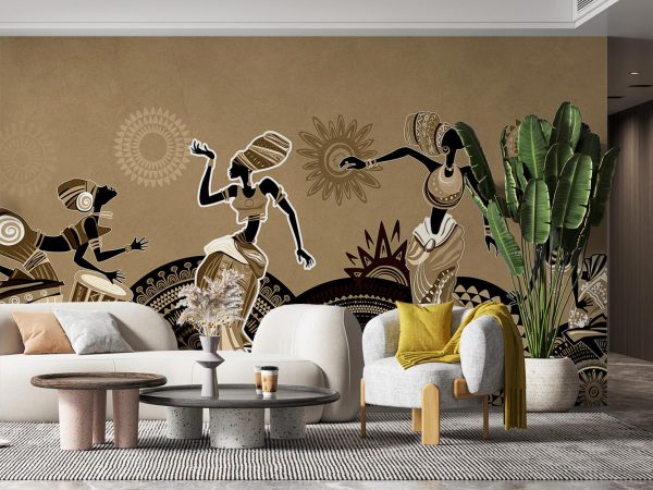 African Women in Traditional Cream Theme Wallpaper Mural A10266300 for living room
