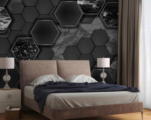 Dark Gray Hexagons Wallpaper Mural A10269800 forbedroom