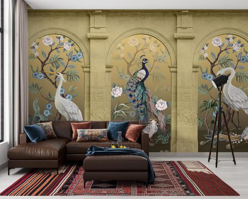 Birds and Flower Trees Wallpaper Mural A10270900 for living room