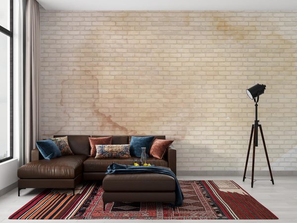 Cream Brick wall Wallpaper Mural A10274800 for living room