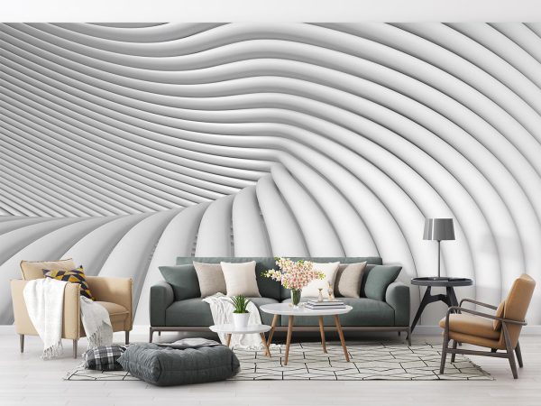 3D Abstract White Waves Wallpaper Mural A10275500 for living room