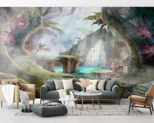 Tiger in Misty Nature Wallpaper Mural A10277200 for living room