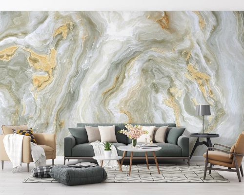 Cream and White Marble Swirl Wallpaper Mural A10280700 for living room
