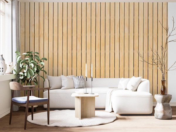 Cream Wooden Slats Wallpaper Mural A10282300 for living room