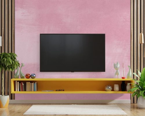 Pink Simple Wallpaper Mural A10282600 behind TV