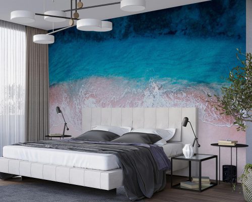 Aerial View of Sand Beach and Blue Water Wallpaper Mural A10287100 for bedroom