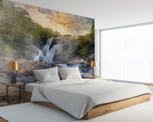 Waterfall and Green Jungle at Sunset Wallpaper Mural A10290400 for bedroom