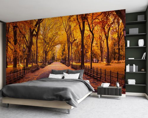 Orange and Yellow Autumn Trees Wallpaper Mural A10299300 for bedroom