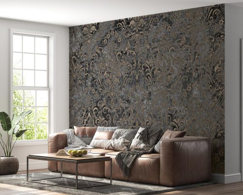 Cream and Gray Vintage Damask Wallpaper Mural A11012400 for living room