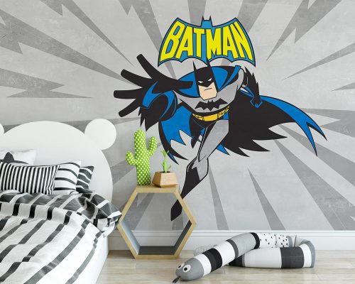 Cartoon Batman in Gray Background Wallpaper Mural A11018320 for kids room