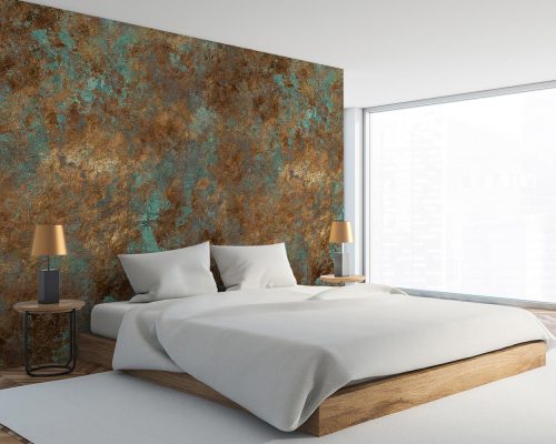 Rusted Gold Bronze and Cyan Patina Texture Wallpaper Mural A11018800 for bedroom