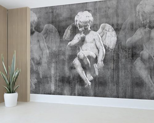 Gray Angel Sculpture Wallpaper Mural A11021700