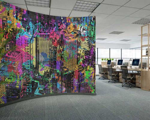Colorful Graffiti City Wallpaper Mural A11025100 for office