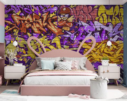 Colorful Graffiti Wallpaper Mural A11025200 for girl room