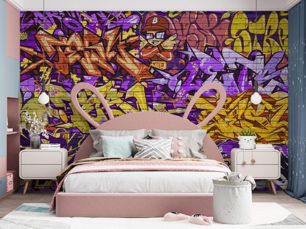 Colorful Graffiti Wallpaper Mural A11025200 for girl room