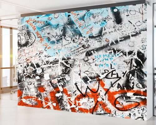 White Graffiti Wallpaper Mural A11025500