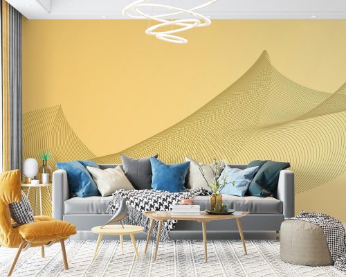 Abstract Orange Geometric Wallpaper Mural A12015410 in living room