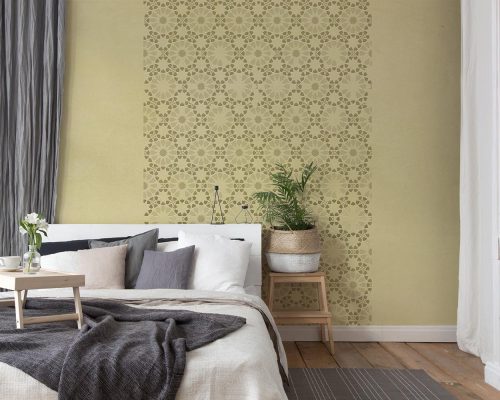 bedroom Traditional Geometric Cream Wallpaper Mural A12016200