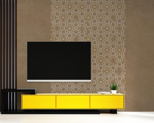 TV room Traditional Geometric Cream Wallpaper Mural A12016210