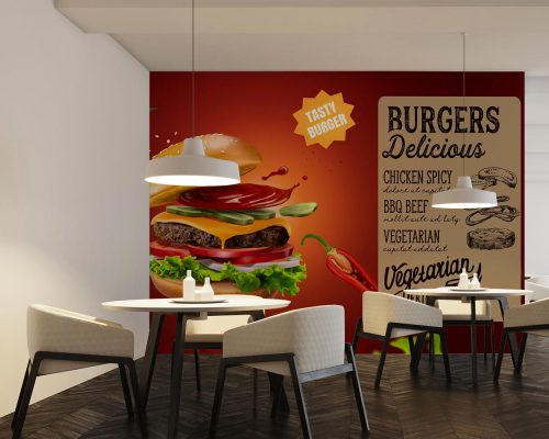 Fast Food Burger orange Wallpaper Mural A12018400