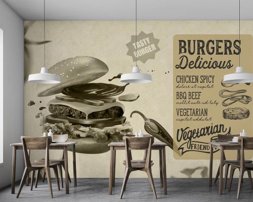 Fast Food Burger Cream Wallpaper Mural A12018410