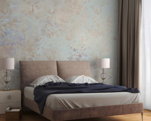 Cream and Grayish Blue Patina Floral Wallpaper Mural A12210900 for bedroom