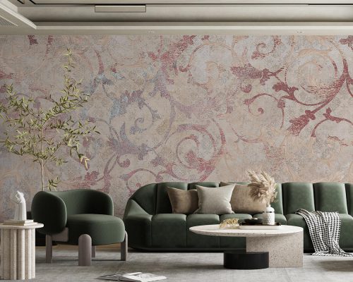 Cream Damask Patina Wallpaper Mural A12211000 for living room