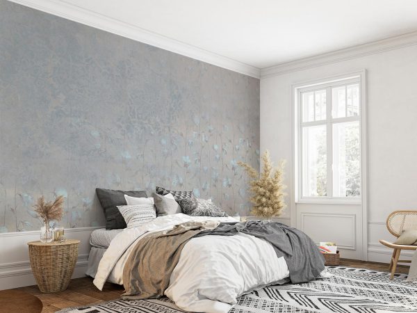 Cream and Soft Gray Floral Wallpaper Mural A12212400 for bedroom