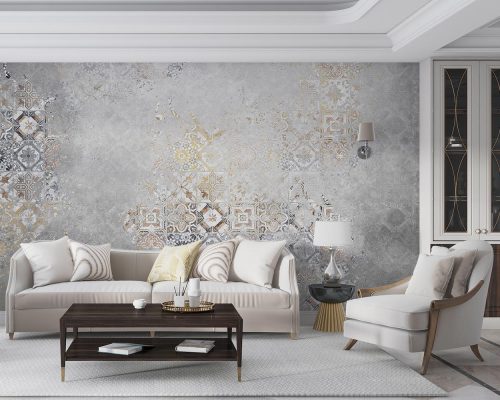 Gray Traditional Tiles Wallpaper Mural A12212500 for living room