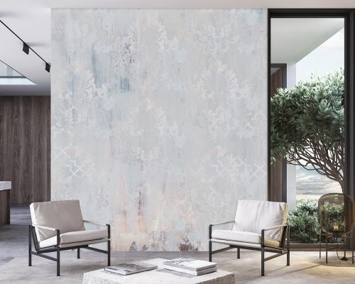 Grayish Blue Damask Patina Wallpaper Mural A12217300 for living room
