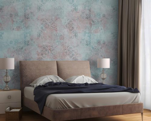 Cream and Blue Traditional Tiles Wallpaper Mural A13014600 for bedroom