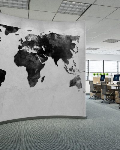 Black & White World Map Wallpaper Mural A10012500